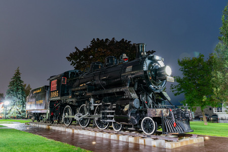 Night view of the Spirit Of Sir John A. Canadian Pacific train at Kingston, Canadaのeditorial素材