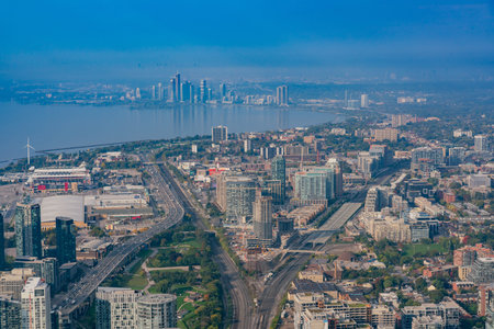 Aerial morning view of the Toronto downtown, Canada