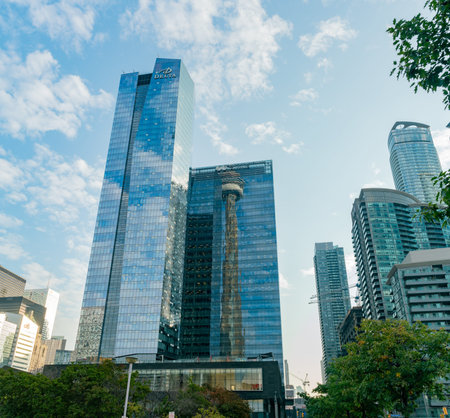 Toronto, OCT 6: Exterior view of modern residence building on OCT 6, 2018 at Toronto, Canada