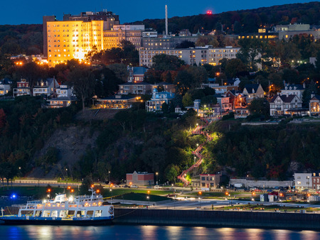 Night view of Levis city, Escalier rouge with fall color at Quebec, Canadaのeditorial素材