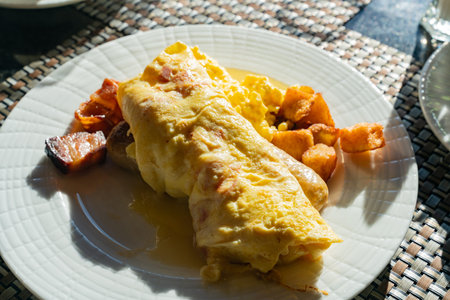 Close up of a beautiful breakfast set, ate at Quebec, Canada