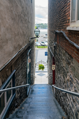 Quebec, OCT 1: Afternoon view of the beautiful Breakneck Steps area on OCT 1, 2018 at Quebec, Canadaのeditorial素材