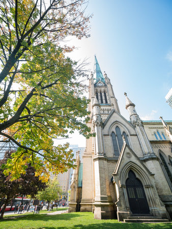 Exterior view of the famous Cathedral Church of St. James at Toronto, Canada