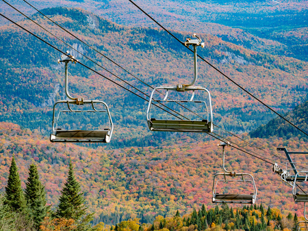Aerial view of Mont-Tremblant National Park in fall color at Quebec, Canadaのeditorial素材