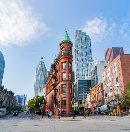Toronto, OCT 8: Exterior view of the famous Gooderham Building on OCT 8, 2018 at Toronto, Canadaのeditorial素材