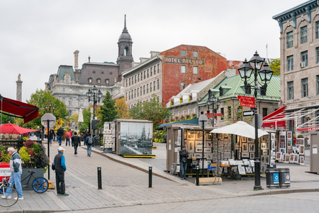 Quebec, OCT 2: Beautiful fall color with the Montreal City Hall and Jacques Cartier square on OCT 2, 2018 at Quebec, Canadaのeditorial素材