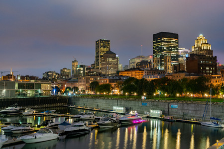 Twilight view of the Montreal skyline Market at Montreal, Quebec, Canadaのeditorial素材