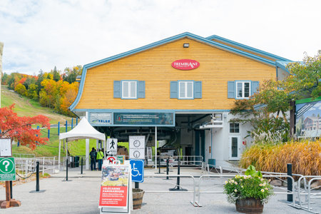 Quebec, OCT 3: Cable car station of Mont-Tremblant National Park on OCT 3, 2018 at Quebec, Canadaのeditorial素材