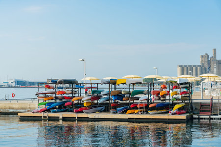 Toronto, OCT 5: Close up shot of many colorful kayak on OCT 5, 2018 at Tornoto, Canadaのeditorial素材