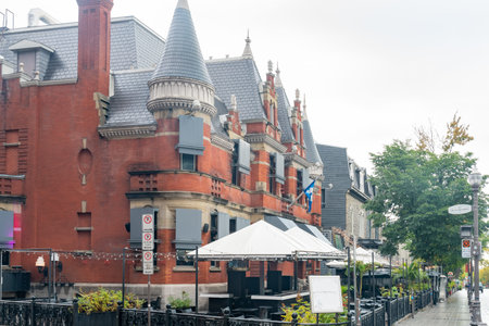 Quebec, OCT 3: Morning view of some beautiful buildings around Rue Saint Louis road area on OCT 3, 2018 at Quebec, Canadaのeditorial素材