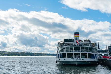 Quebec, OCT 2: Afternoon sunny view of Levis city with fall color, ferry on OCT 2, 2018 at Quebec, Canadaのeditorial素材