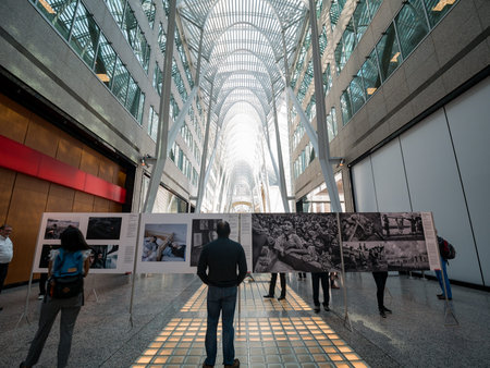 Toronto, OCT 8: Interior view of the famous Hockey Hall of Fame building on OCT 8, 2018 at Toronto, Canadaのeditorial素材