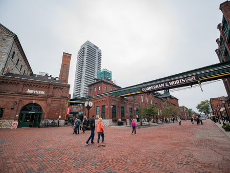 Toronto, OCT 5: Walking in The Distillery Historic District on OCT 5, 2018 at Tornoto, Canadaのeditorial素材