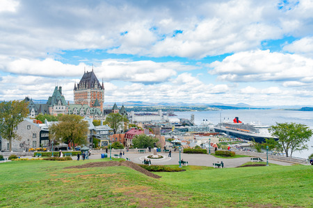 Quebec, OCT 1: Exterior view of the famous Fairmont Le Chateau Frontenac on OCT 1, 2018 at Quebec, Canadaのeditorial素材