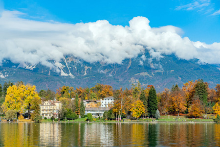Beautiful autumn landscape around Lake Bled at Sloveniaのeditorial素材