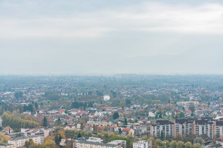Aerial view of the Ljubliana cityscape at Sloveniaの写真素材