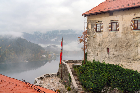 Exterior view of the Bled Castle at Sloveniaのeditorial素材