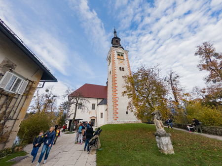 Slovenia, NOV 3: Exterior view of the Pilgrimage Church of the Assumption of Maria on NOV 3, 2018 at Sloveniaのeditorial素材
