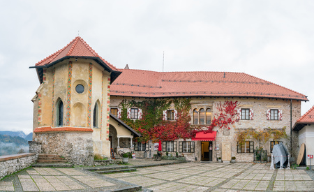 Slovenia, NOV 3: Exterior view of the Bled Castle on NOV 3, 2018 at Sloveniaのeditorial素材