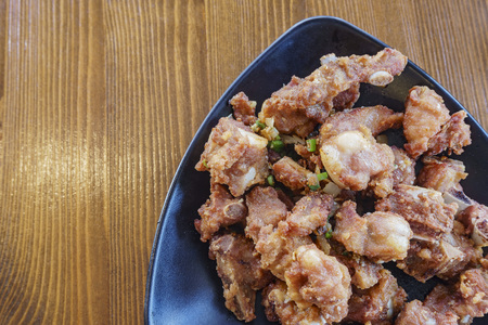 Close up shot of a deep fried Chinese style pork meat, ate at Los Angeles, Californiaの写真素材