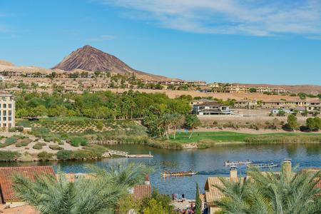 Las Vegas, OCT 13: Aerial view of the famous Rose Regatta Dragon Boat Festival on OCT 13, 2018 at Las Vegas, Nevadaのeditorial素材