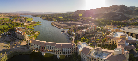 Aerial view of the beautiful along the Lake Las Vegas at Nevadaの写真素材