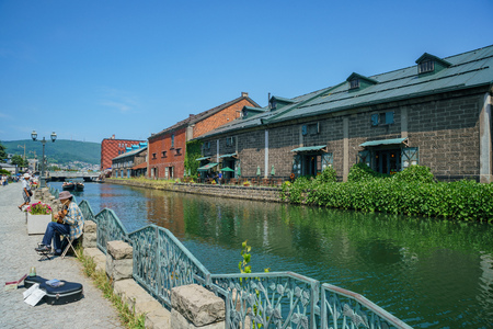 Hokkaido, AUG 7: The famous Otaru canal on AUG 7, 2017 at Shiribeshi Subprefecture, Hokkaido, Japanのeditorial素材