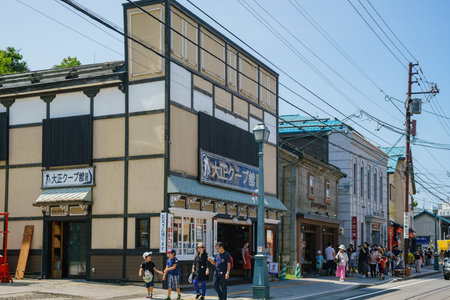 Hokkaido, AUG 6: Exterior view of some stores around Otaru on Aug 6, 2017 at Hokkaido, Japan