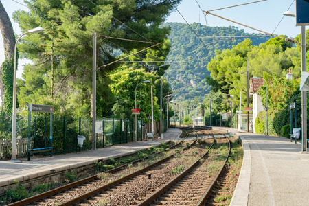 Exterior view of the Eze Train Station with near Nice, Franceのeditorial素材