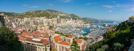 Aerial view of the cityscape with many residence and roof at Monacoのeditorial素材