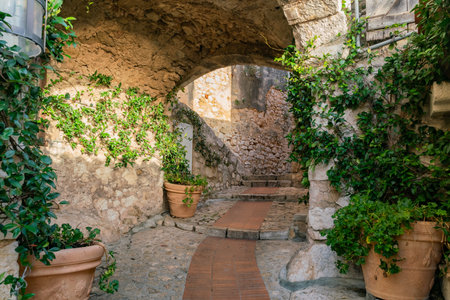 Walking in the beautiful and historical Eze Village near Nice, at France