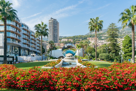 Monaco, OCT 21: Monte Carlo Casino square with Anish Kapoor mirror sculpture on OCT 21, 2018 at Moncoのeditorial素材