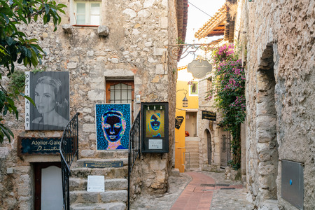 Eze, OCT 20: Walking in the beautiful and historical Eze Village on OCT 20, 2018 near Nice, Franceのeditorial素材