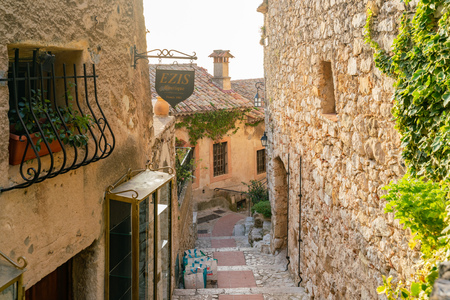 Eze, OCT 20: Walking in the beautiful and historical Eze Village on OCT 20, 2018 near Nice, Franceのeditorial素材