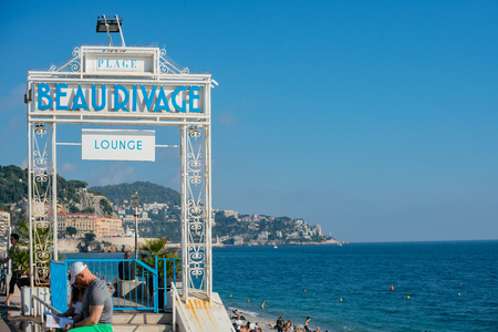 Beautiful morning scenic around Angel's Bay at Nice, Franceのeditorial素材