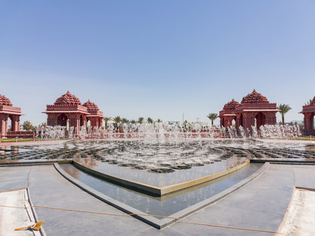 Exterior view of the famous BAPS Shri Swaminarayan Mandir at Chino Hills, Californiaの写真素材