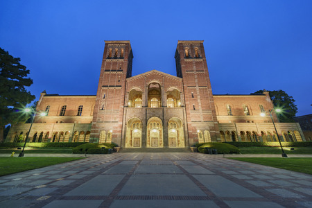 Los Angeles, APR 4: Night exterior view of the Royce Hall on APR 4, 2019 at Los Angeles, Californiaのeditorial素材