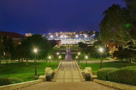 Los Angeles, APR 4: Aerial night view of UCLA campus on APR 4, 2019 at Los Angeles, California