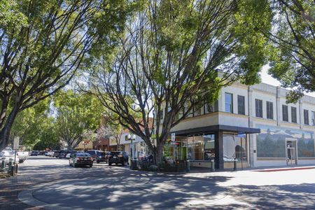 Redlands, MAR 20: Street view in downtown on MAR 20, 2019 at Redlands, Californiaのeditorial素材