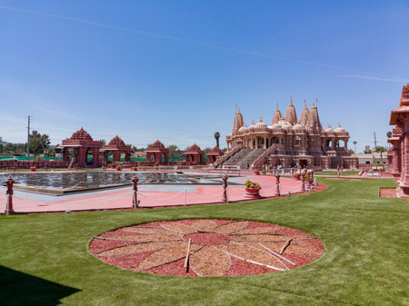 Chino Hills, MAR 31: Exterior view of the famous BAPS Shri Swaminarayan Mandir on MAR 31, 2019 at...