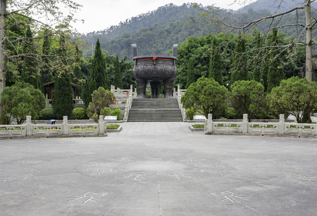 Large cauldron in Dinghu Mountain National Nature Reserve at Zhaoqing, Guangdong, Chinaのeditorial素材