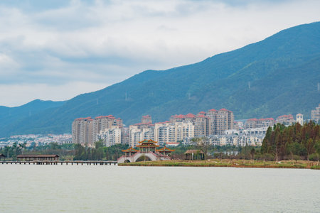 Landscapes scenery around Seven-star Crags Scenic Area at Zhaoqing, China