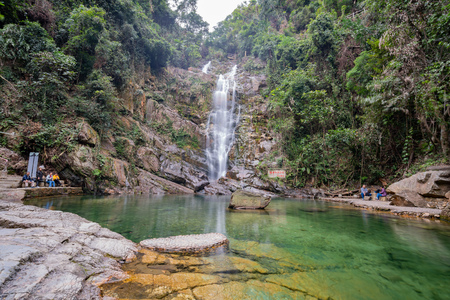 Zhaoqing, DEC 30: Beautiful canyon and waterfall landscape around Dinghu Mountain National Nature Reserve on DEC 30, 2018 at Zhaoqing, Chinaのeditorial素材