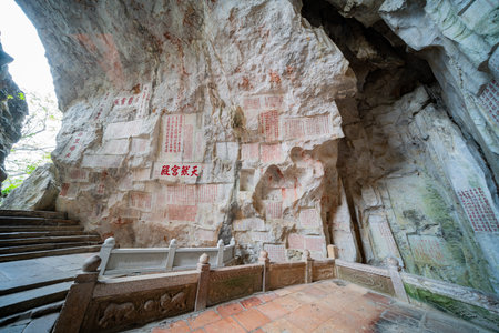 Zhaoqing, DEC 30: Lots of poems at Seven-star Crags Scenic Area on DEC 30, 2018 at Zhaoqing, China