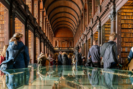 Dublin, OCT 31: The famous interior view of the Book of Kells of Trinity College on OCT 31, 2018 at Dublin, Irelandのeditorial素材