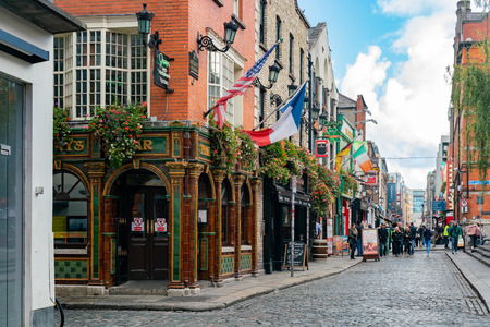 Dublin, OCT 2: Interesting bars over the Temple Bar street on OCT 28, 2018 at Dublin, Irelandのeditorial素材