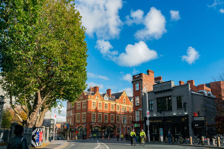 Dublin, OCT 28: Morning view of cityscape in the town on OCT 28, 2018 at Dublin, Ireland