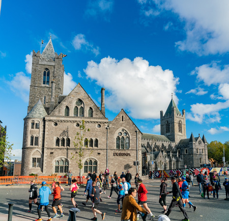 Dublin, OCT 28: Many people running in the 2018 KBC Dublin Marathon on OCT 28, 2018 at Dublin, Irelandのeditorial素材