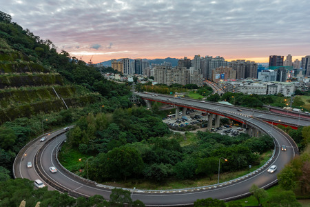Taipei, DEC 15: High angle view of a beautiful loop in Xindian District on DEC 15, 2018 at Taipei, Taiwanのeditorial素材