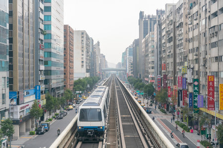 Taipei, DEC 19: A metro passing by the Daan District on DEC 19, 2018 at Taipei, Taiwan
